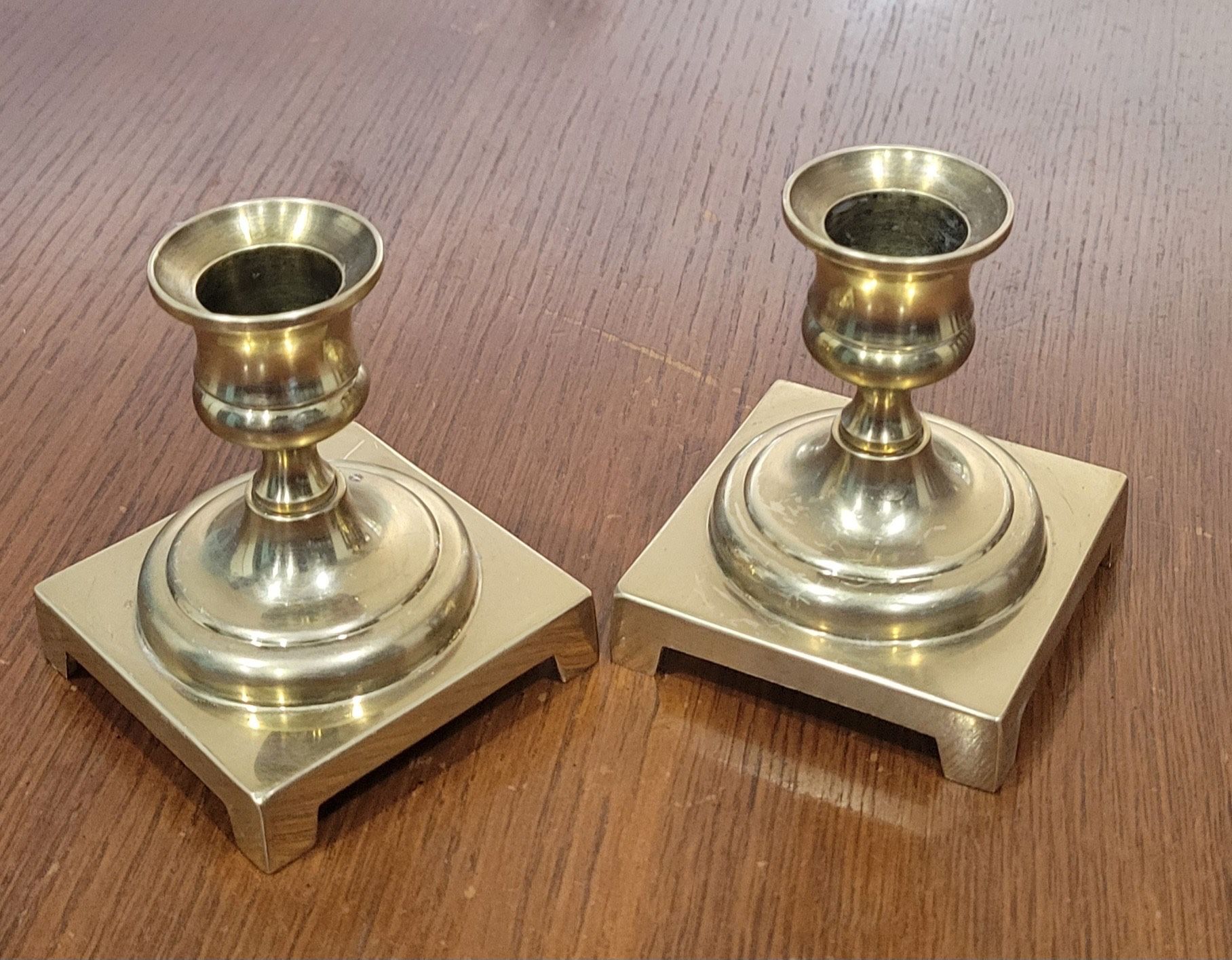Vtg Solid Brass Candle Holder Set Of 2 Size 3.50"X 2.80"
