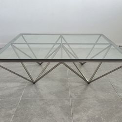 Like New Modern Origami Glass Coffee Table