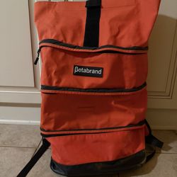 Betabrand Cornucopiag Multi‑Compartment Zip Backpack -  Blaze Orange