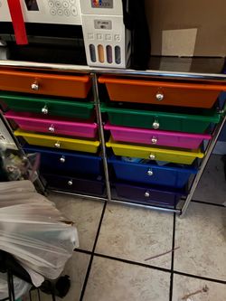 12-Drawer Rolling Storage Cart Multicolor