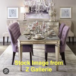 Z Gallerie Empire Mirrored Regal Dining Table And Chair Set 