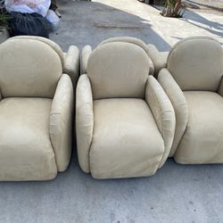 Four Suede Beige Chairs