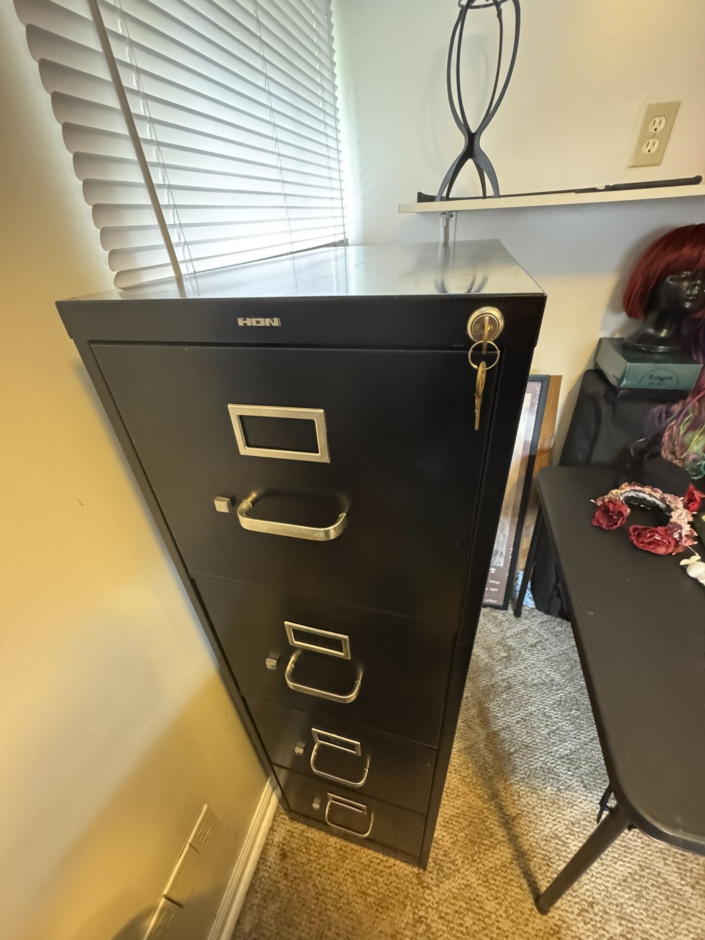 HON 310 Locking 26-1/2”D Vertical 4-Drawer Filing Cabinet, Black