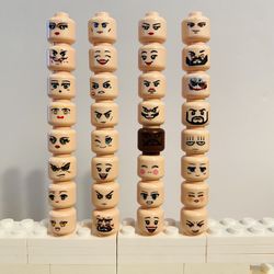 Custom LEGO Minifigure Heads (32 Pack) Anime Faces | New Compatible Accessories