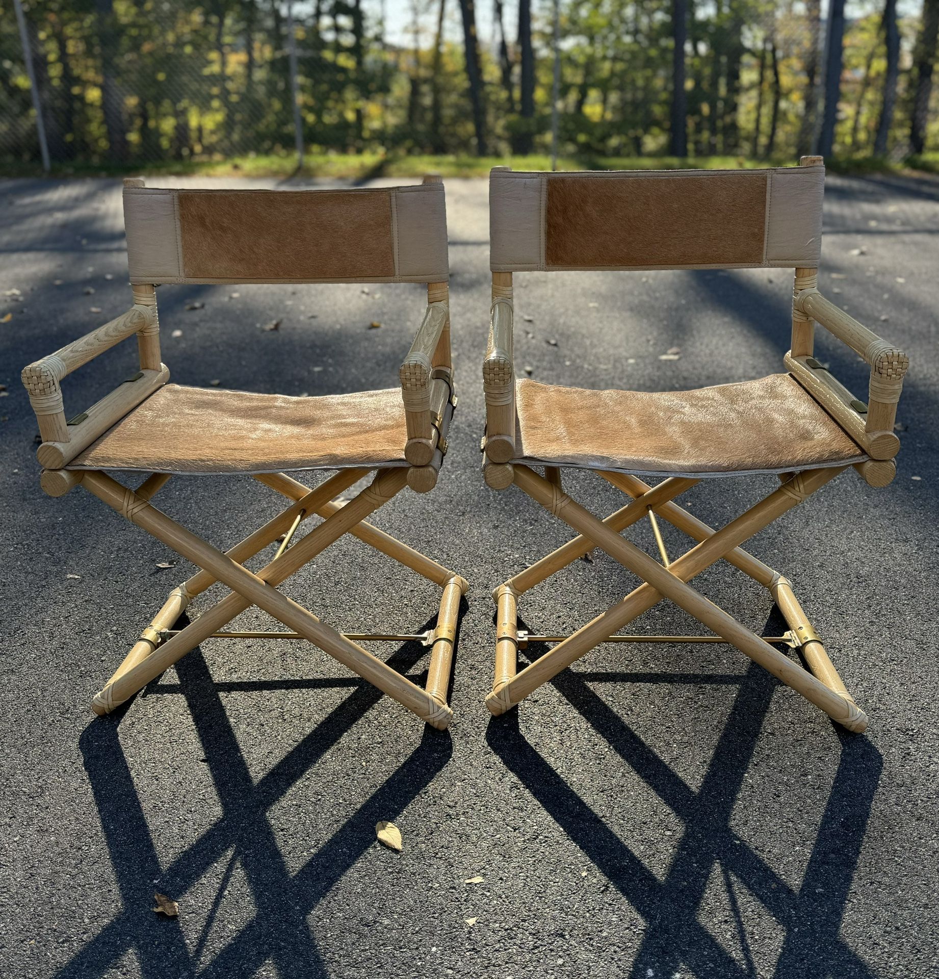 Pair of McGuire Bamboo & Raw Hide Director's Chairs