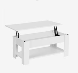 White coffee table with lift top and hidden compartment