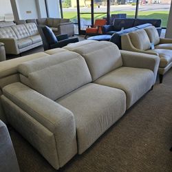 2-pc Fabric Loveseat With Two Power Recliner-Adney 