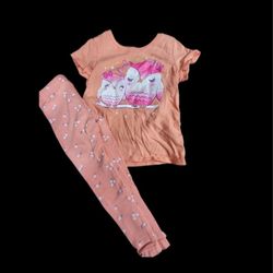 The Childrens Place Girls Size 3T Peach Outfit Set/ Leggings W/ Matching Shirt