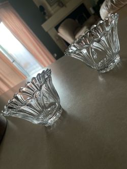 Set of 2 Crystal Glass Votive Candle Holders