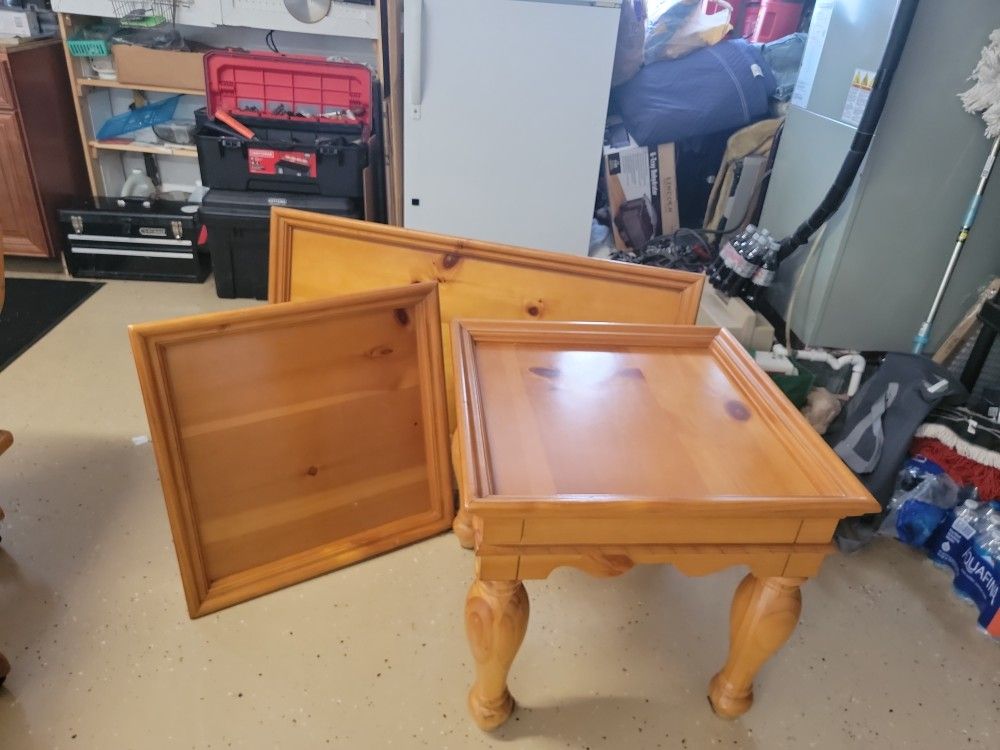 3 Piece Living Room Tables Sold Pine Wood Nice Set