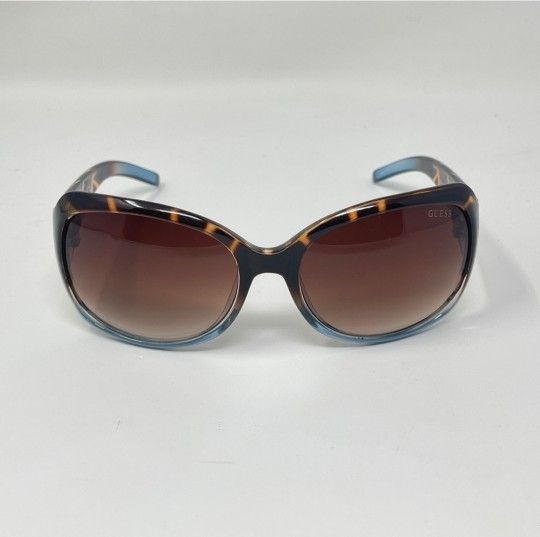 Guess Oversized Butterfly Sunglasses Brown Tortoise Turquoise Frame Brown Gradient Lens GUF200 TO-34A

