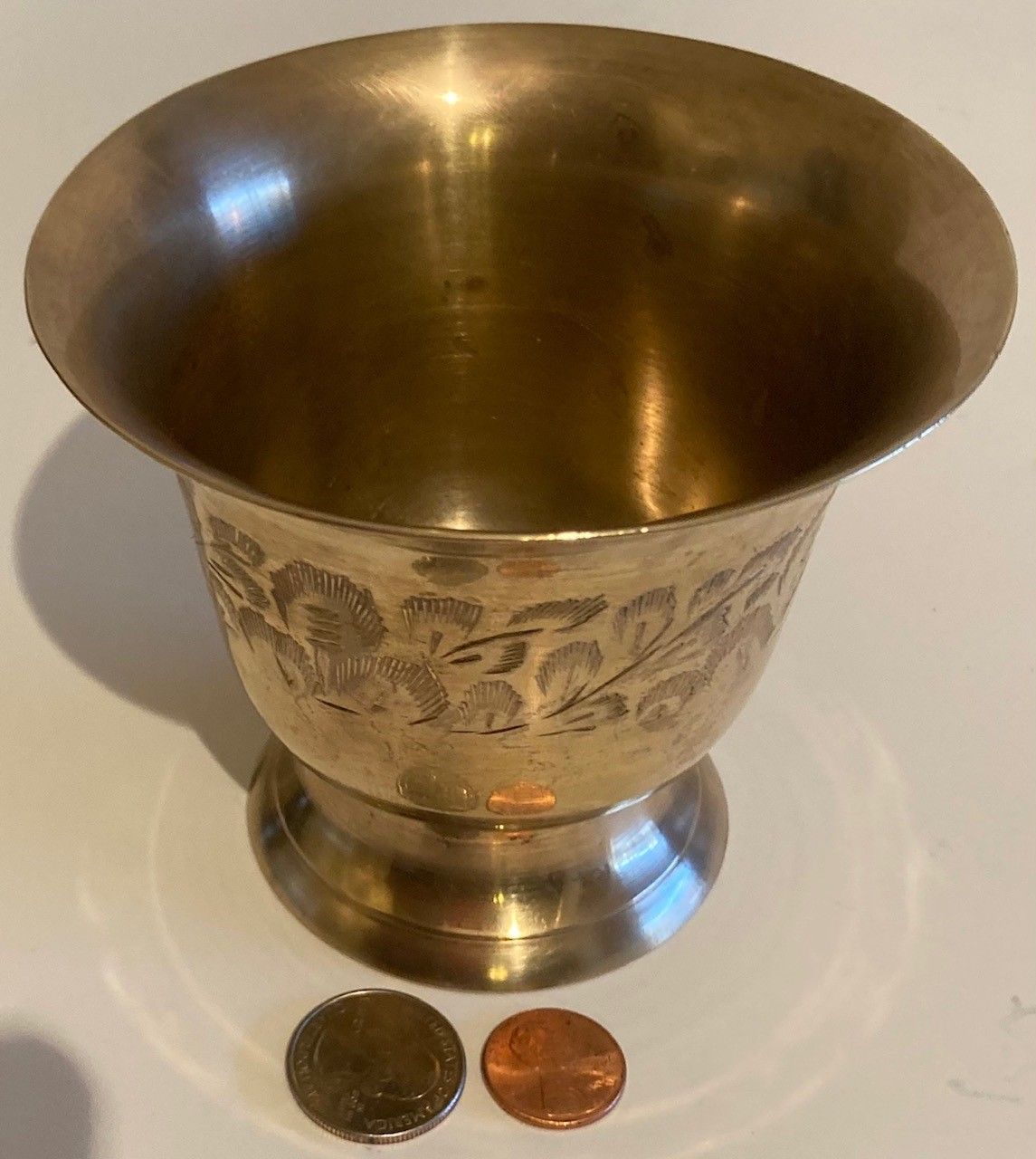 Vintage Metal Brass Container, Jar, Vase, Change Holder, Key Holder Place, Intricate Design, 4 1/2" x 4", Home Decor, Table Display, Shelf Display