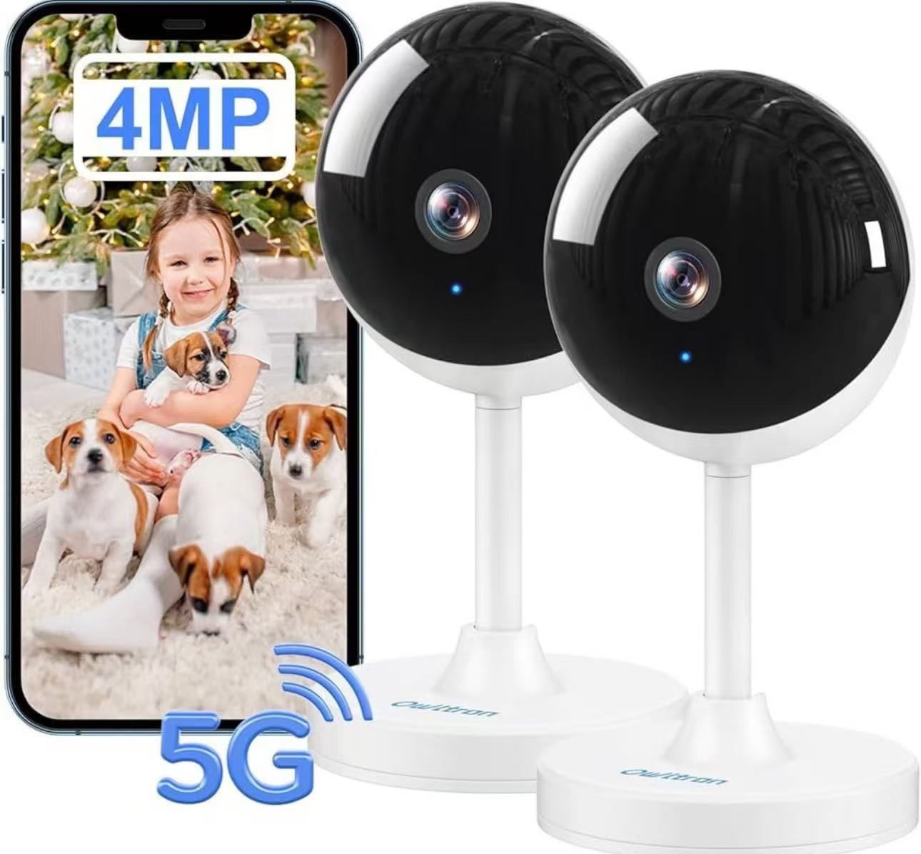 owltron Indoor Security Camera 4MP, 2 Pack 2.4GHz&5G WiFi 2K Home Cameras for Baby/Elder/Dog/Pet/Nanny Monitor Cam with Phone app, 24/7 Cloud&SD Card