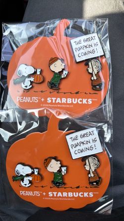 Starbucks great pumpkin Peanuts Charlie Brown pins  SOLD OUT