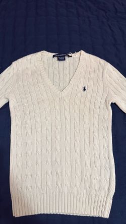 Polo Ralph Lauren Sport 100% Cotton Cable Knit V-Neck Sweater. Size Small.