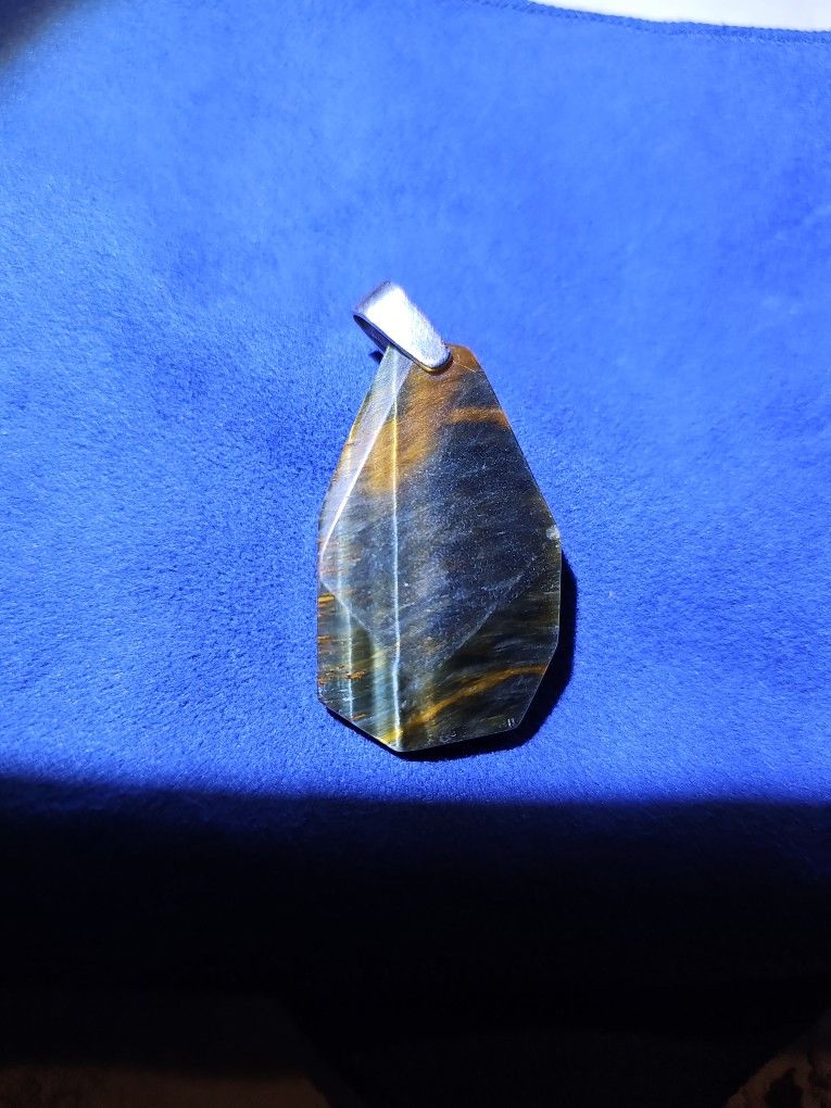Blue Tigers Eye Pendant 925 Solid