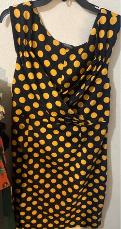 Rock Steady Womens Rockabilly Dress 2X  Black Yellow Polka Dot Sleeveless