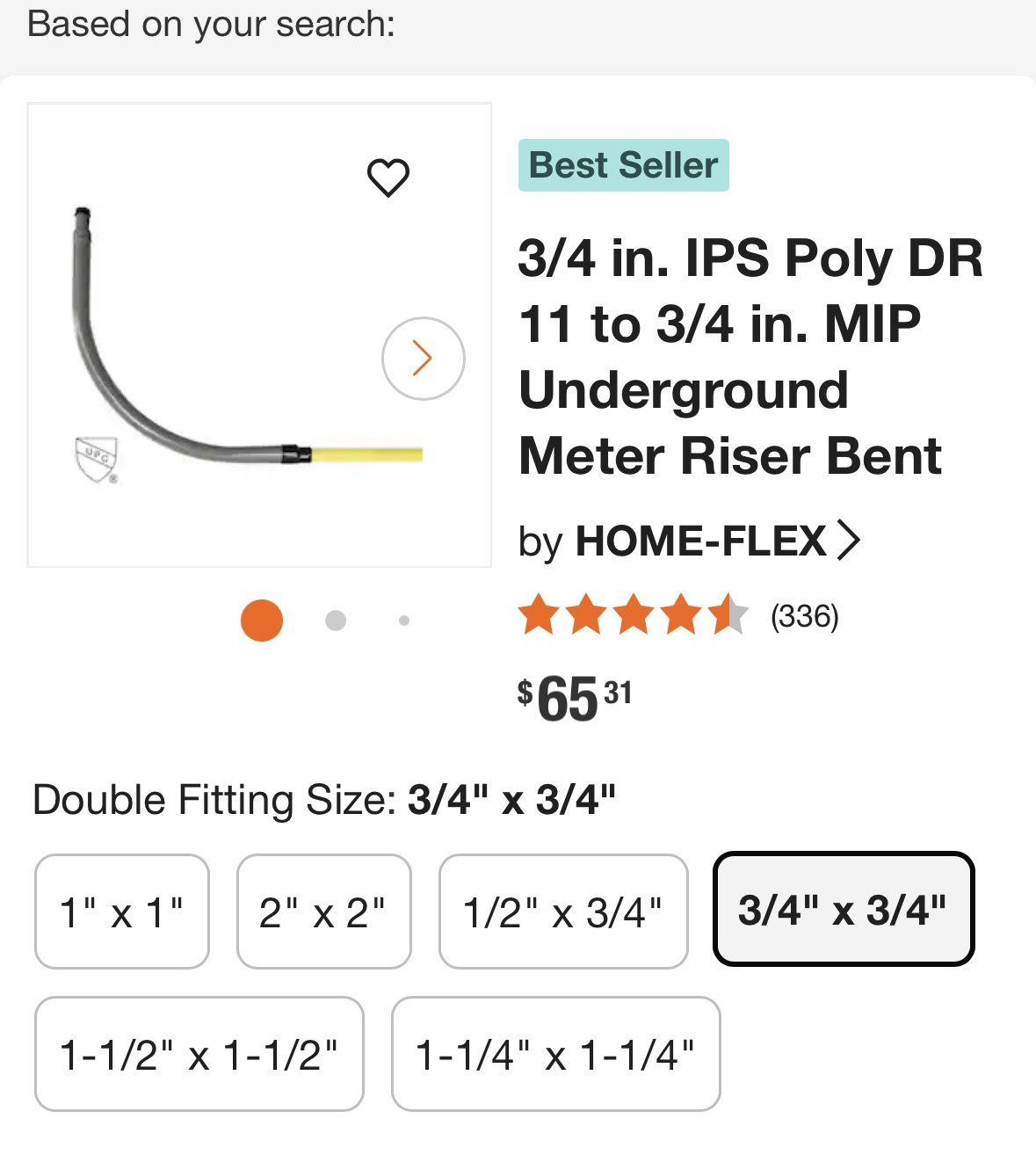3/4” Poly Pipe Gas Riser