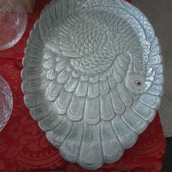 Turkey Platter Arthur Court Red Eye Puter 26"×17" Vintage