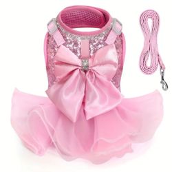Beautiful Pet Sequin Pet Dress Harness And Leash Set