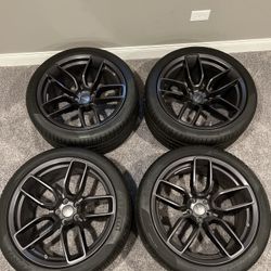 Set of 4 Devil’s Rim wheels & tires.