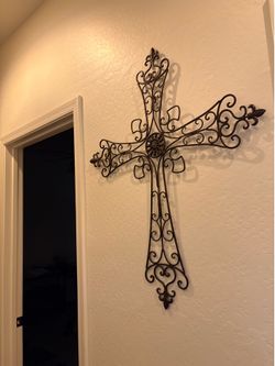 Large metal cross decor