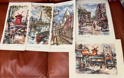 Parisian water color prints Marius Girard and Arno