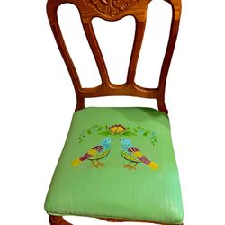 Upcycled Boho Chic Vintage carved wood chair