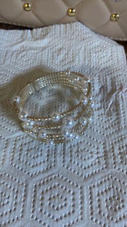 Pearl and Rhinestone Wrap Bracelet