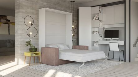 NEW Queen size Murphy bed with sofa Made in Europe glossy front
