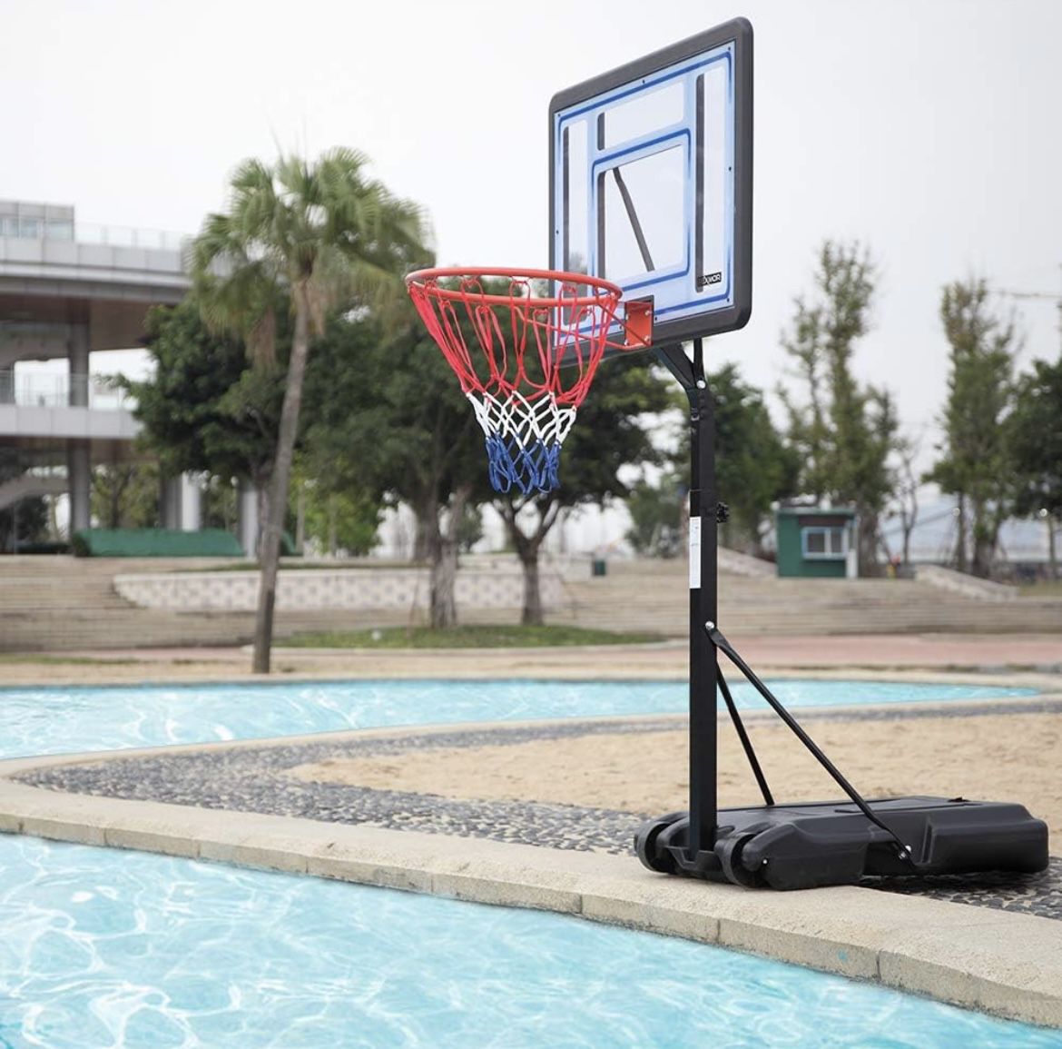 Portable Pool Poolside Basketball Hoop With Wheels