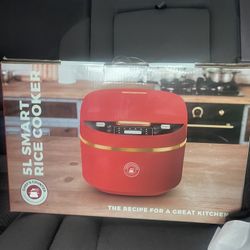 Chef's Counter 5L Smart Electric Rice Cooker Red, Multiple Programs, Inner Pot