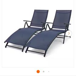 CRESTRIDGE STEEL SLING PADDED CHAISE LOUNGE CONELY BLUE