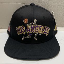 Los Angeles LA Lakers #1 Champ Basketball NBA Skeleton US Flag Cap Hat Snapback