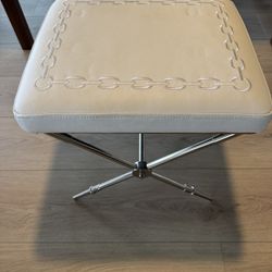 Jonathan Adler White Leather Stools (x6)