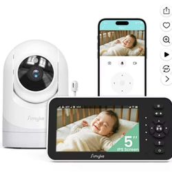 NEW Simyke Video Baby Monitor with Camera and Audio,5'' IPS Screen,720P HD,App,Remote Pan/Tilt/Zoom
