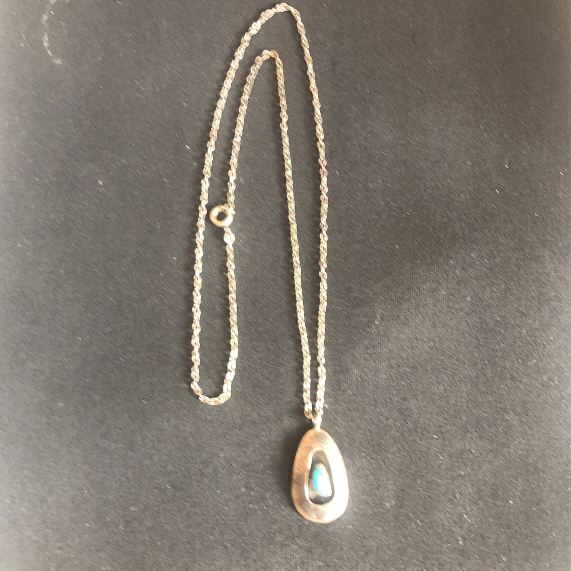 Silver Chain and Pendant With Turquoise