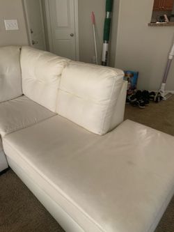 White leather sectional
