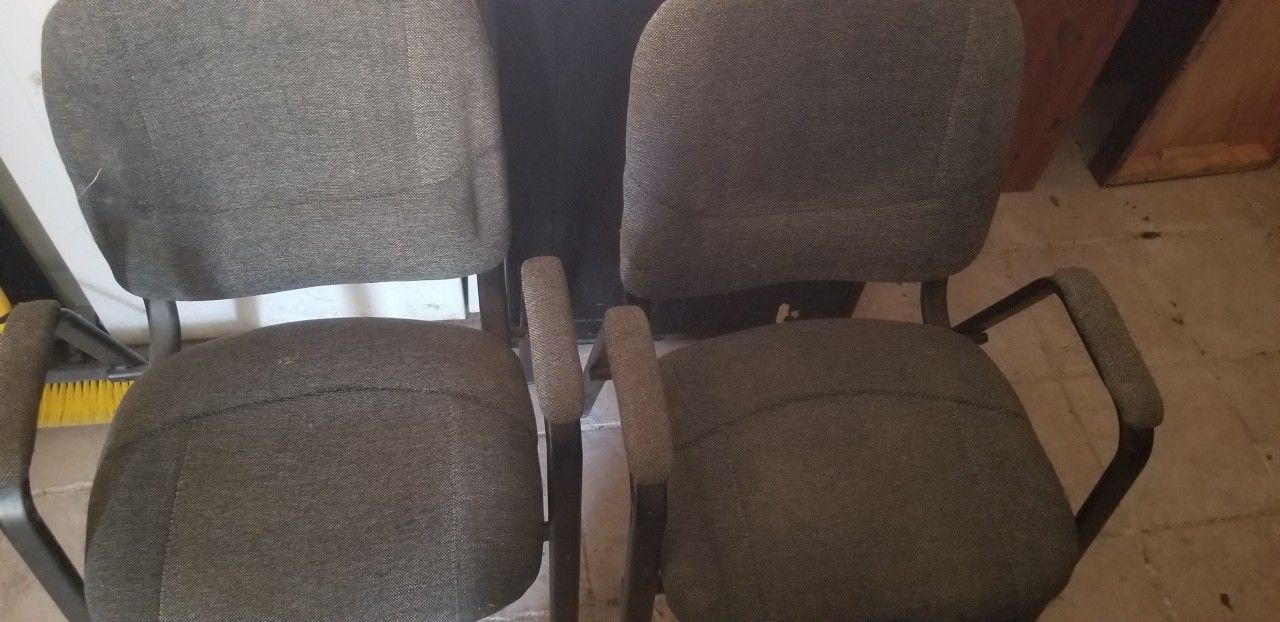 2 Grey Clothe Office Chairs 