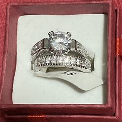 New size 5.5 Fashion Wedding Rings Set 2 Pc Beautiful Setting gift Box Included 