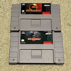 Mortal Kombat 1 & 2 II Authentic Original Super Nintendo SNES Game Lot Bundle