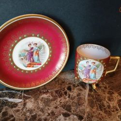 Mitterteich Bavaria Demitasse China Cup and Saucer, With  Gold Trim