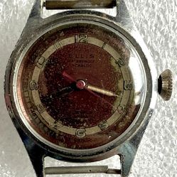 VINTAGE SUPER RARE ELLIS 17J TIMOR WATCH Co. MILITARY STYLE WRISTWATCH