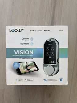 Lockly Vision Satin Nickel Deadbolt WiFi Smart Lock with Video Doorbell, Fingerprint, Keypad, App, Voice Control, 2-Way Audio