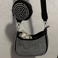 Brand New Black Purse (s) With Silver Gems