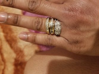 14k yellow gold and 1 1/2 diamond wedding band with 14k white gold and 14k white gold avjx special design 1 carat diamond ring