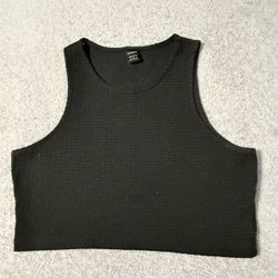 SHEIN Black Textured Crop Tank Top