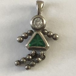 VINTAGE PENDANT CHARM ,green BIRTHSTONE