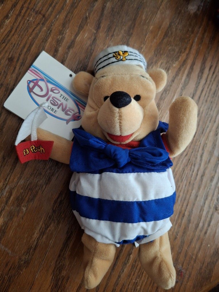 Disney Store Exclusive Nautical Sailor Winnie the Pooh Mini Bean Bag Plush Toy