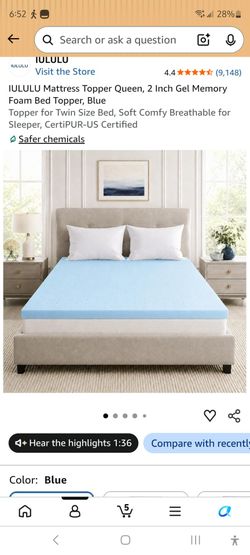 Memory Foam 2" Queen Size Mattress Topper